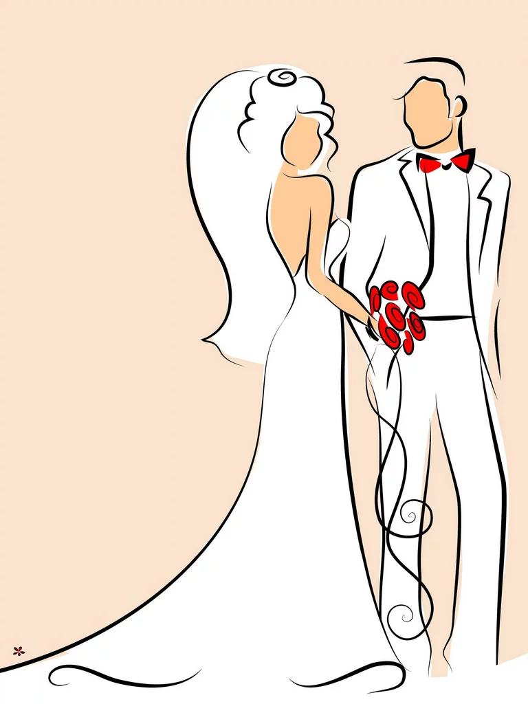 Coppia di sposi con fiori - Partecipazioni matrimonio digitali Dimmisecisarai