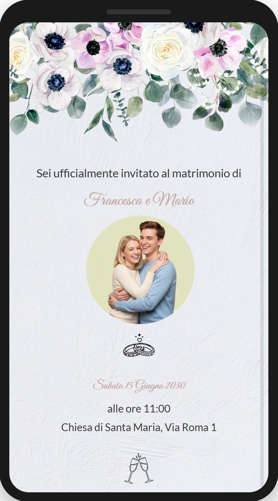 preview-01-anemoni-foto Preview partecipazione di matrimonio digitale fai da te, template anemoni