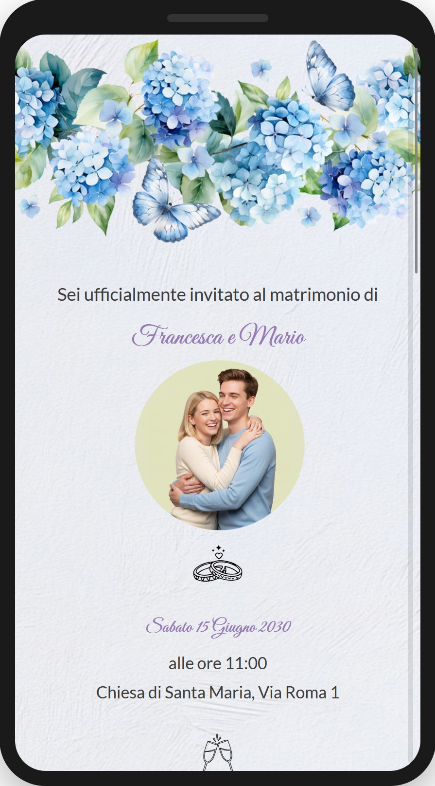 preview-04-ortensie-foto Preview partecipazione di matrimonio digitale fai da te, template ortensie