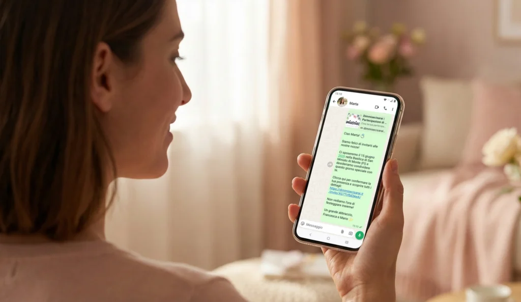 Futura sposa manda all'amica una partecipazione dimmisecisarai via WhatsApp