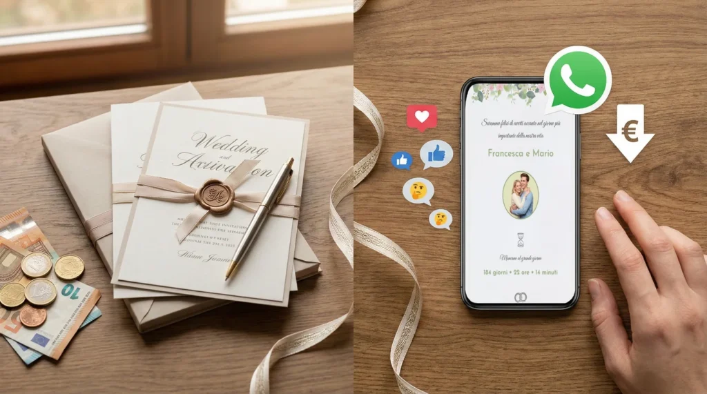Partecipazioni WhatsApp vs cartacee: quanto risparmi e cosa dicono gli invitati