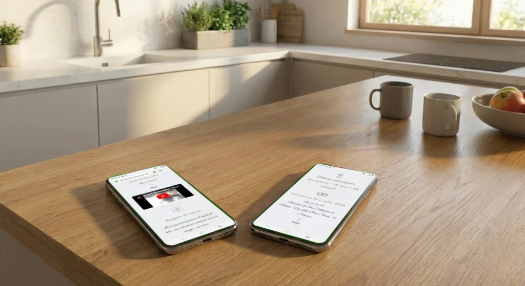 smartphone sul tavolo con countdown e video dimmisecisarai