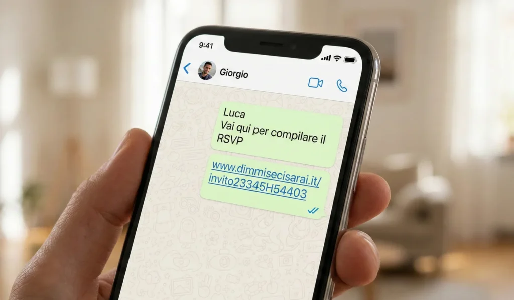 Giorgio manda a Luca messaggio whatsapp partecipazioni nozze