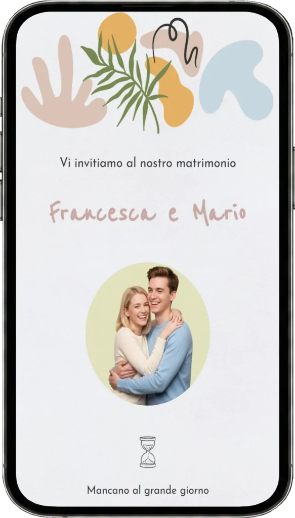 Preview partecipazione di matrimonio digitale fai da te, template Boho Abstract