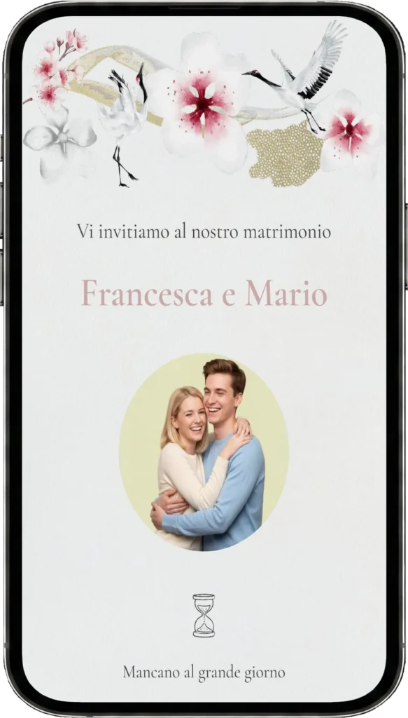 Preview partecipazione di matrimonio digitale fai da te, template Japan Art Aironi