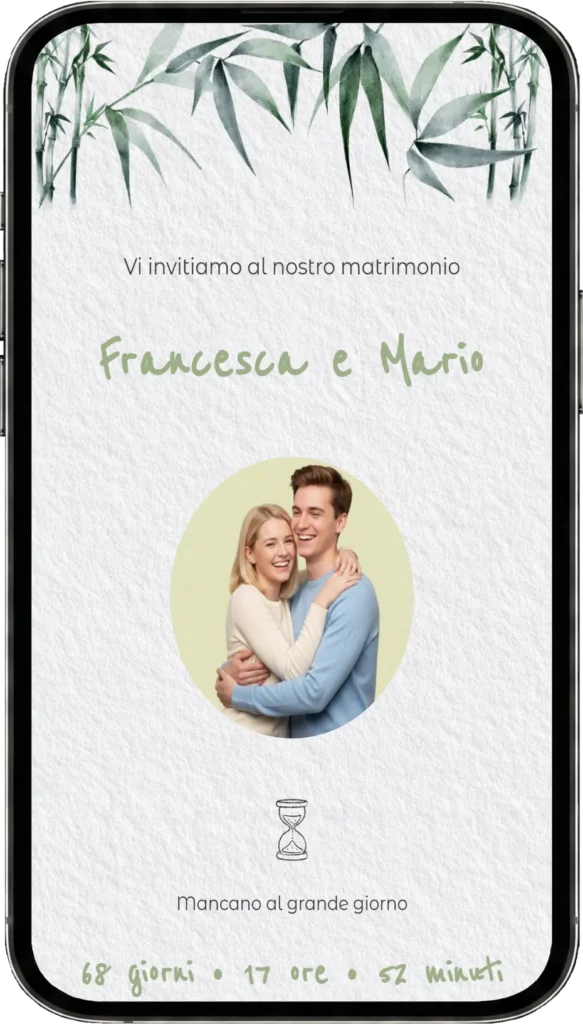 Preview partecipazione di matrimonio digitale fai da te, template Japan Art Bambù