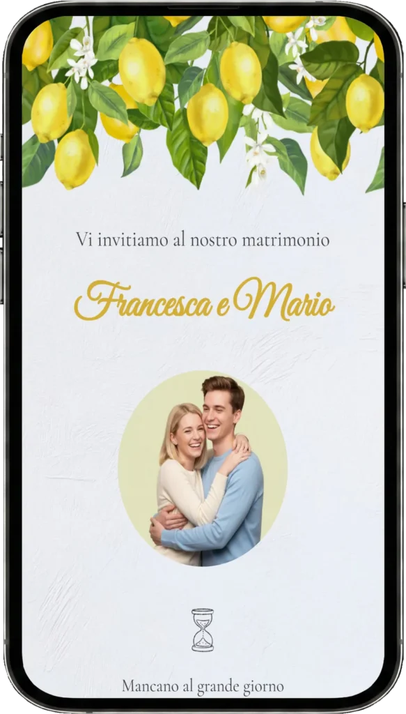 Preview partecipazione di matrimonio digitale fai da te, template Limoni in fiore
