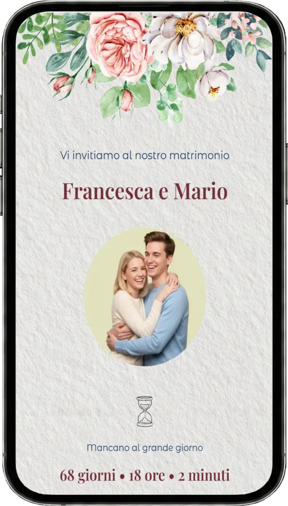 Preview partecipazione di matrimonio digitale fai da te, template Rose Inglesi