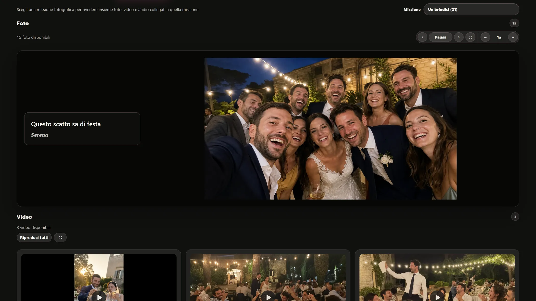 Presentazione Live Galleria Ricordi aperta sulla tab Gioco fotografico